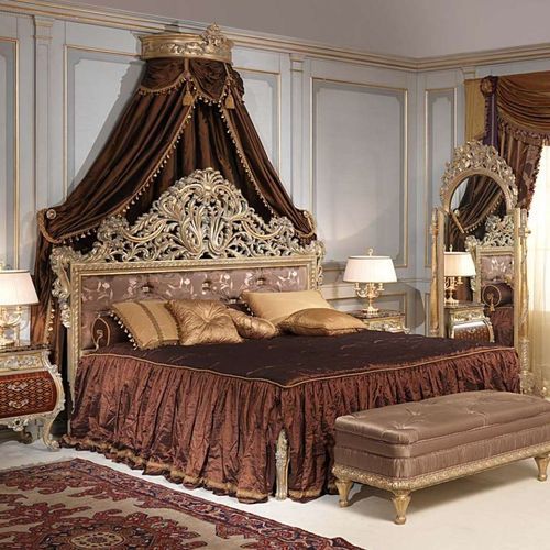 Doppelbett - EMPERADOR GOLD  - VIMERCATI MEDA LUXURY CLASSIC FURNITURE - Ludwig XV. / Polster / gepolstertes Kopfteil