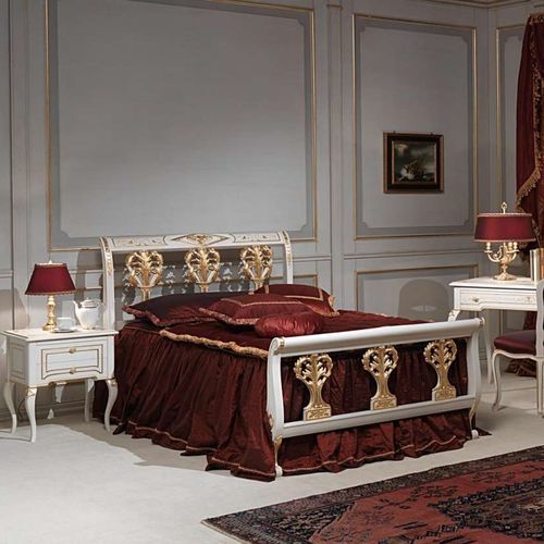 Doppelbett - FRENCH 18TH CENTURY - VIMERCATI MEDA LUXURY CLASSIC FURNITURE - französischer Stil / gepolstertes Kopfteil / geschnitztes Holz