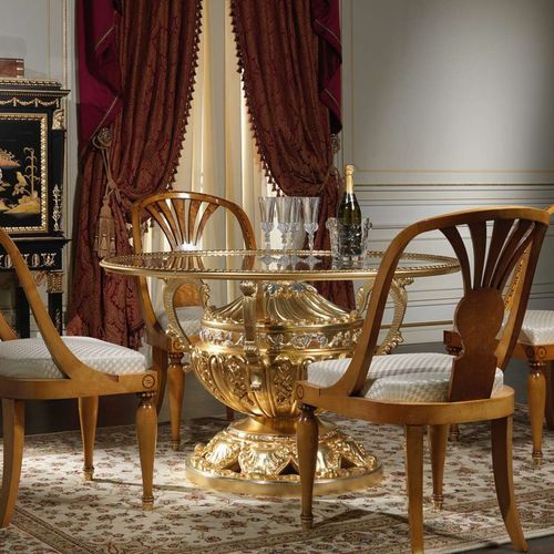 Klassischer Esstisch - Versailles - VIMERCATI MEDA LUXURY CLASSIC FURNITURE - Kristall / Gestell aus Holz / rund