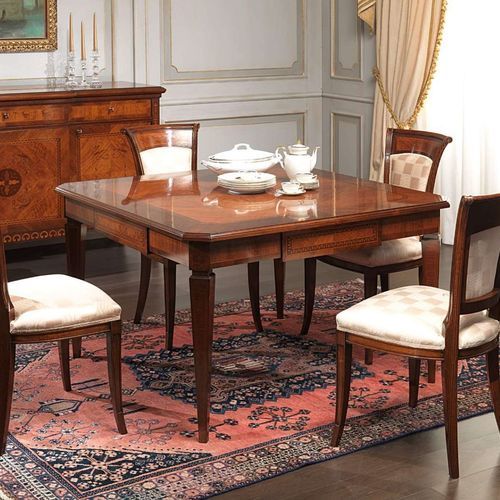 Stil-Esstisch - Magggiolini - VIMERCATI MEDA LUXURY CLASSIC FURNITURE - Nussbaum / Gestell aus Nussbaum / quadratisch
