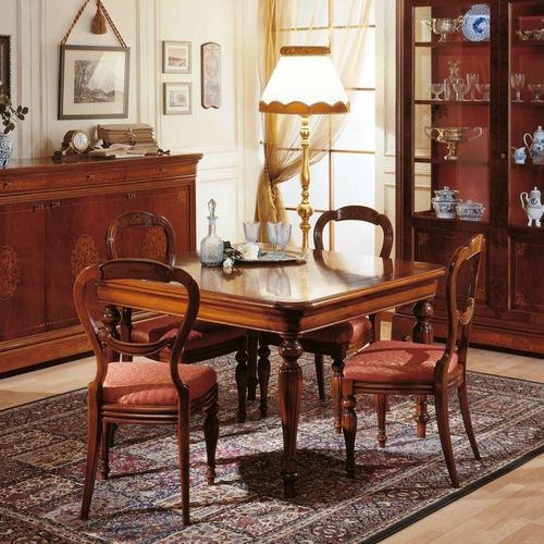 Esstisch / französischer Stil - French 19th century - VIMERCATI MEDA LUXURY CLASSIC FURNITURE - Nussbaum / Gestell aus Nussbaum / quadratisch