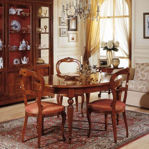 Esstisch / französischer Stil - art. 281/279 - VIMERCATI MEDA LUXURY CLASSIC FURNITURE - Nussbaum / Gestell aus Nussbaum / oval