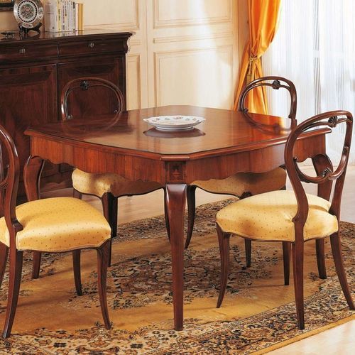 Esstisch / französischer Stil - Nineteenth Century French - VIMERCATI MEDA LUXURY CLASSIC FURNITURE - Nussbaum / Gestell aus Nussbaum / quadratisch