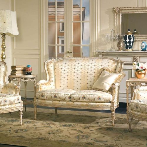 Stil-Sofa - SAN MARCO  - VIMERCATI MEDA LUXURY CLASSIC FURNITURE - Stoff / mit Armlehnen / mit Kissen