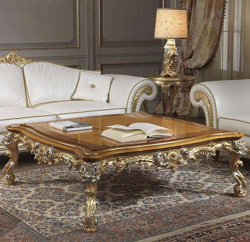 Stil-Couchtisch - IMPERIAL - VIMERCATI MEDA LUXURY CLASSIC FURNITURE - Leder / Gestell aus Holz / quadratisch