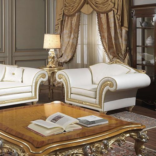 Stilsessel - IMPERIAL - VIMERCATI MEDA LUXURY CLASSIC FURNITURE - Leder / weiß / gold