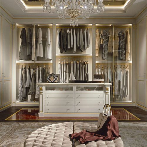 U-förmiger begehbarer Kleiderschrank - VIMERCATI MEDA LUXURY CLASSIC FURNITURE - Stil / Holz / Glas