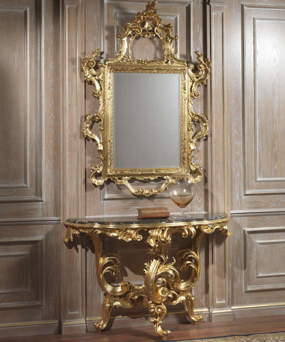Barock-Konsolentisch - VIMERCATI MEDA LUXURY CLASSIC FURNITURE - Marmor / mit blattvergoldetem Holzgestell / Halbmond