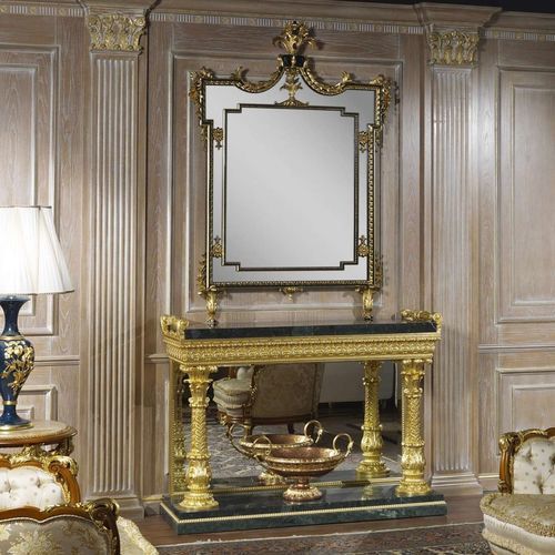 Stil-Konsolentisch - art. 999 - VIMERCATI MEDA LUXURY CLASSIC FURNITURE - Marmor / mit blattvergoldetem Holzgestell / rechteckig
