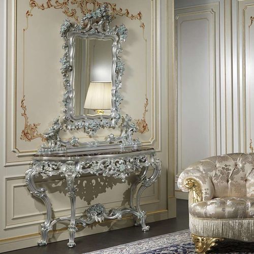 Barock-Konsolentisch - art. 770 - VIMERCATI MEDA LUXURY CLASSIC FURNITURE - Marmor / Halbmond / handgefertigt