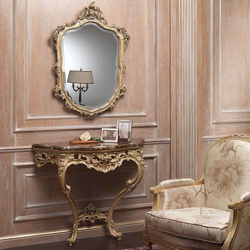 Stil-Konsolentisch - art. 920 - VIMERCATI MEDA LUXURY CLASSIC FURNITURE - Marmor / mit blattvergoldetem Holzgestell / mit Spiegel