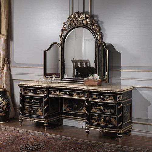 Stil-Schminktisch - art. 2001/NC - VIMERCATI MEDA LUXURY CLASSIC FURNITURE - lackiertes Holz / Marmor / 1 Person