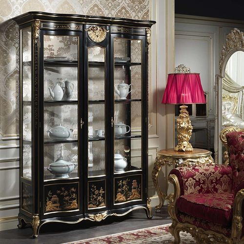 Stil-Vitrine - art.951/4 - VIMERCATI MEDA LUXURY CLASSIC FURNITURE - Glas / lackiertes Holz / mit Sichtfläche