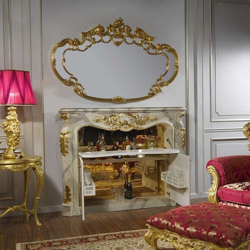 Barock-Barschrank - fireplace - VIMERCATI MEDA LUXURY CLASSIC FURNITURE - Glas / Marmor / mit Flügeltür