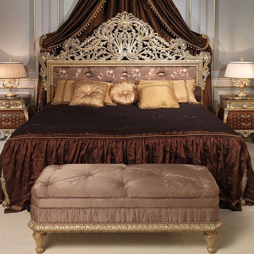 Stil-Polsterbank - EMPERADOR GOLD  - VIMERCATI MEDA LUXURY CLASSIC FURNITURE - Stoff / Gestell aus Holz / beige