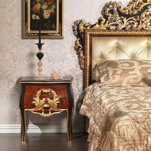 Nachttisch / Louis XV - EMPERADOR BLACK  - VIMERCATI MEDA LUXURY CLASSIC FURNITURE - Holz / rechteckig / mit Schublade