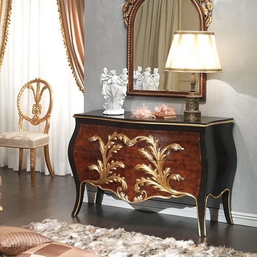 Kommode / Louis XV - EMPERADOR BLACK  - VIMERCATI MEDA LUXURY CLASSIC FURNITURE - Holz / mit Schublade / handgefertigt