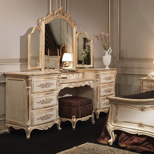 Schminktisch / Ludwig XVI. - WHITE AND GOLD - VIMERCATI MEDA LUXURY CLASSIC FURNITURE - Holz / 1 Person