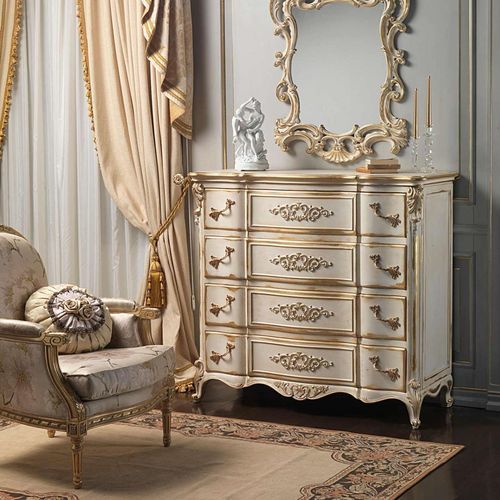 Kommode / Louis XVI - WHITE AND GOLD - VIMERCATI MEDA LUXURY CLASSIC FURNITURE - Holz / handgefertigt / 4 Schubladen