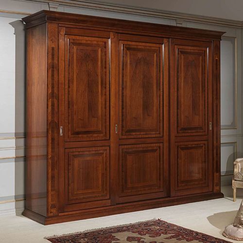 Stil-Kleiderschrank - FRENCH 19TH CENTURY - VIMERCATI MEDA LUXURY CLASSIC FURNITURE - Nussbaum / Massivholz / mit Schiebetür