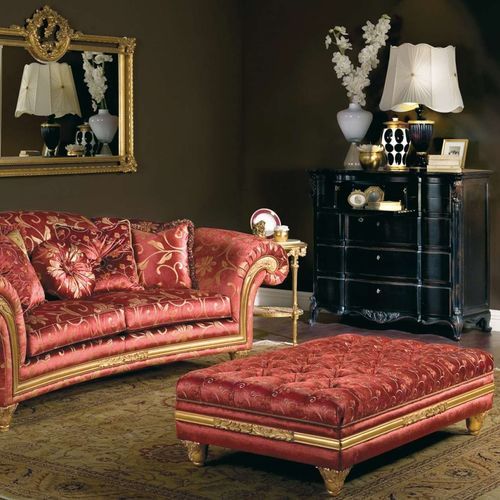 Stil-Polsterbank - Palace - VIMERCATI MEDA LUXURY CLASSIC FURNITURE - Stoff / rot / gold