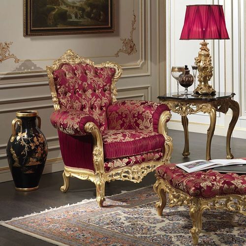Barock-Sessel - Barocco - VIMERCATI MEDA LUXURY CLASSIC FURNITURE - Stoff / rot / gold