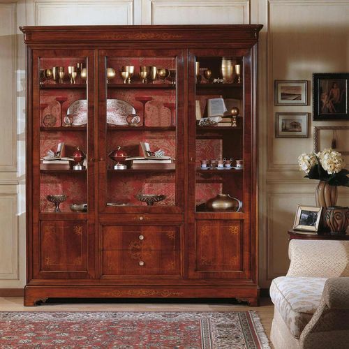 Geschirrschrank / französischer Stil - French 19th century - VIMERCATI MEDA LUXURY CLASSIC FURNITURE - Nussbaum / Glas