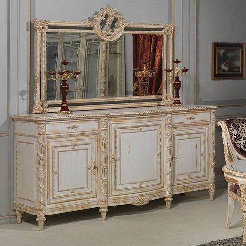 Sideboard / Louis XVI - art. 2001 - VIMERCATI MEDA LUXURY CLASSIC FURNITURE - Holz / mit Schwingtür / weiß