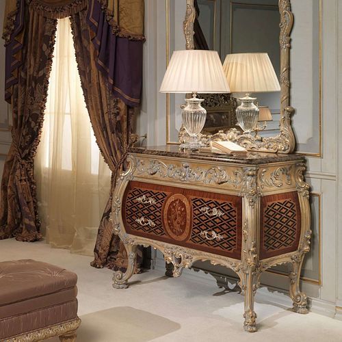 Kommode / Louis XV - EMPERADOR GOLD  - VIMERCATI MEDA LUXURY CLASSIC FURNITURE - Nussbaum / Marmor / mit Schublade