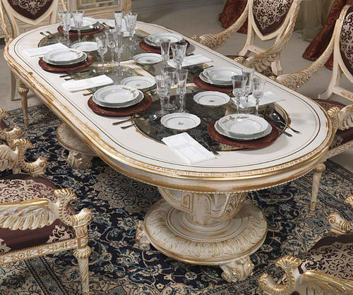 Esstisch / Ludwig XVI. - art. 2001 - VIMERCATI MEDA LUXURY CLASSIC FURNITURE - Glas / Gestell aus Holz / oval