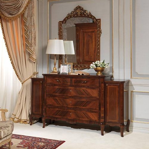 Stil-Kommode - FRENCH 19TH CENTURY - VIMERCATI MEDA LUXURY CLASSIC FURNITURE - Nussbaum / mit Schublade / mit Spiegel