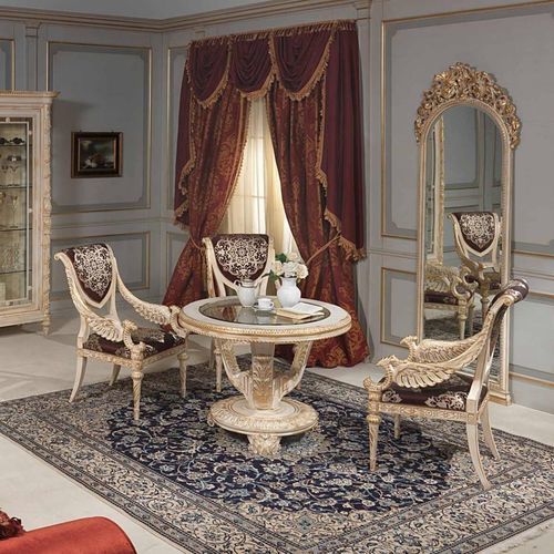 Tisch / Louis XVI - art. 970 - VIMERCATI MEDA LUXURY CLASSIC FURNITURE - Glas / Gestell aus Holz / rund