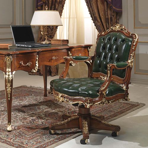 Stil-Bürosessel - ART. 2008/16 - VIMERCATI MEDA LUXURY CLASSIC FURNITURE - Leder / Holz / braun