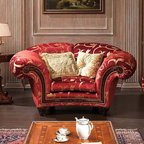 Stilsessel - PALACE - VIMERCATI MEDA LUXURY CLASSIC FURNITURE - Stoff / Nussbaum / mit Kissen