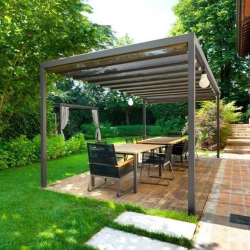 Selbsttragende Pergola - SAINT TROP - Cagis Srl - Metall / mit Stoffüberdachung / für Gewerbegebrauch