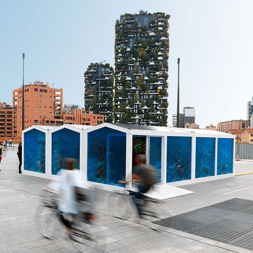 Modulgebäude - GLASS HOUSE - Cagis Srl - temporär / Brettschichtholz / Holzkonstruktion
