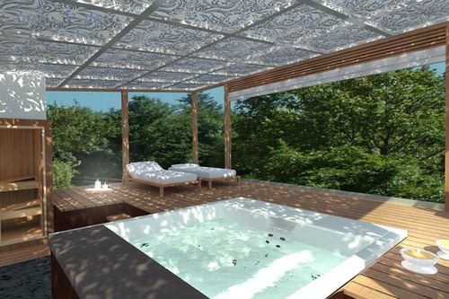 Selbsttragende Veranda - SPA - Cagis Srl - Teakholz / Glas / Stahl