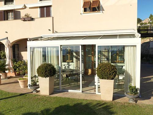 Veranda / galvanisiertem Stahl - SOLARIA - Cagis Srl - Ganzglas / integrierten Rollläden