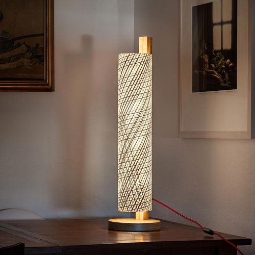 Tischlampe - MAST 80 - DVELAS - Stoff / Holz / modern