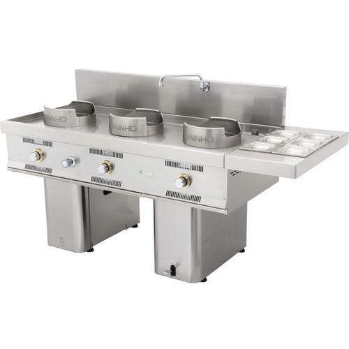 Gas-Wok - W - Maquinaria Industrial Hostelara S.L.U. - Profi / mit 4 Kochfeldern / Aufsatz