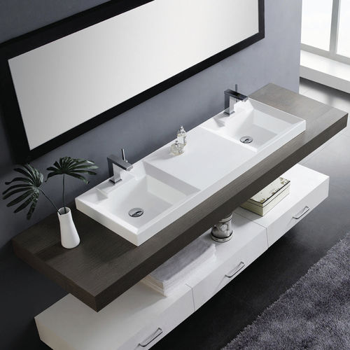 Einbauwaschbecken - DUET - Bath Collection S.L. - Harz / mit verstellbarem Spiegel / doppelt