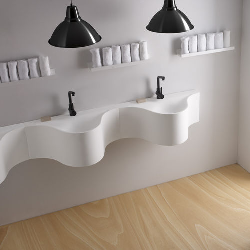 Wand-Waschbecken - MONTY - Bath Collection S.L. - Mineralwerkstoff / Skulptur / modern