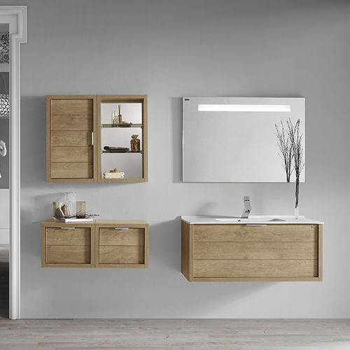Wandhängender Waschtisch-Unterschrank - 100 TINO OAK - VALENZUELA - Holz / modern / mit Schubladen