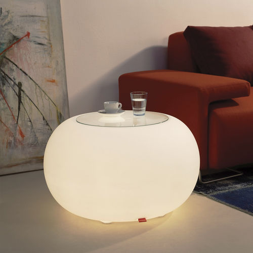 Moderner Beistelltisch - BUBBLE - MOREE - Glas / Gestell aus Polyethylen / rund