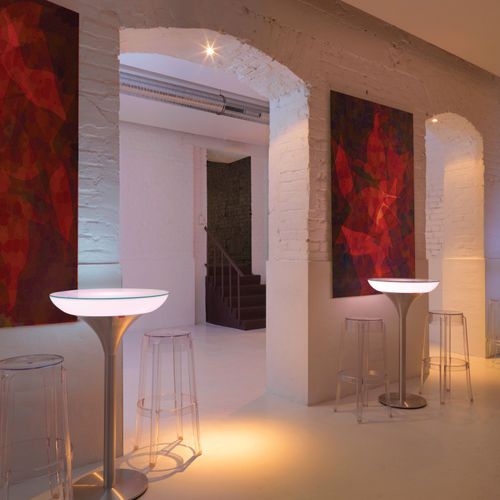 Moderner Stehtisch - LOUNGE M 105  - MOREE - Glas / Kunststoff / Gestell aus Aluminium