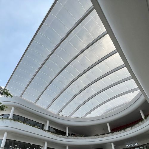 Vordach für Eingang - K MALL CAMBODIA - Vector Foiltec - für Geschäftsgebäude / Stahl / Kunststoff