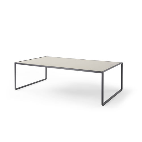 Moderner Couchtisch - minimize - YOMEI - Glas / Holzfurnier / Macassar-Ebenholz