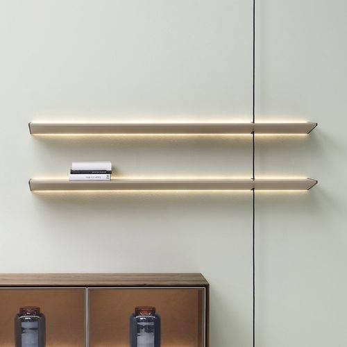 Wandmontiertes Regalsystem - RAY  - YOMEI - modern / Edelstahl / Leder