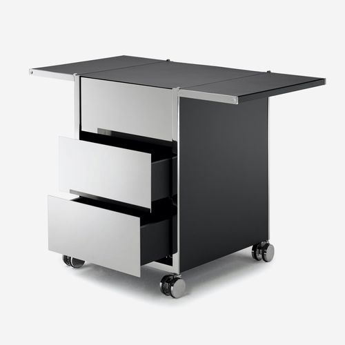 Leder-Schreibtischcontainer - Fold  - YOMEI - Edelstahl / mit 2 Schubladen / mit 3 Schubladen