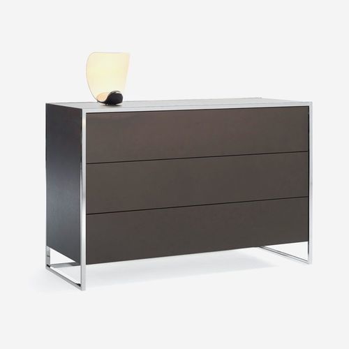 Moderne Kommode - Smart  - YOMEI - Holzfurnier / Edelstahl / Leder